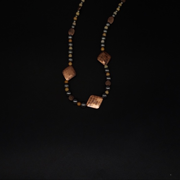 Copper, Hematite & Yellow Quartzite Bead Necklace - Picture 11 of 12